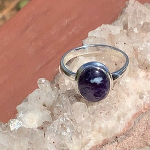 BOUTIQUE VIOLET FLAME OPAL 925 SILVER RING, SZ 7.5